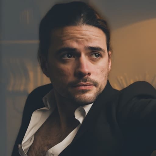 Winston Marshall in a dark jacket and open white shirt